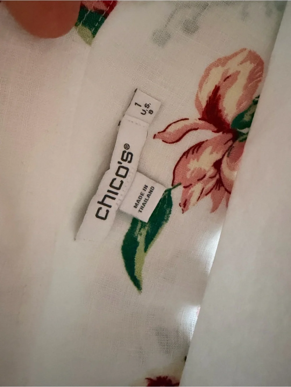 Chicos No Iron Kyoto Bloom 100% Linen Shirt Cuffed 3/4 Sleeve Top, Size 1, M